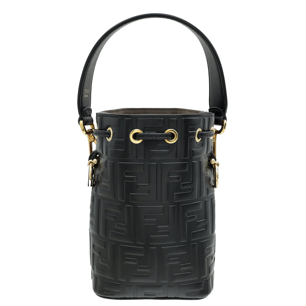 Fendi Black FF Embossed Mon Tresor Mini Bucket Bag