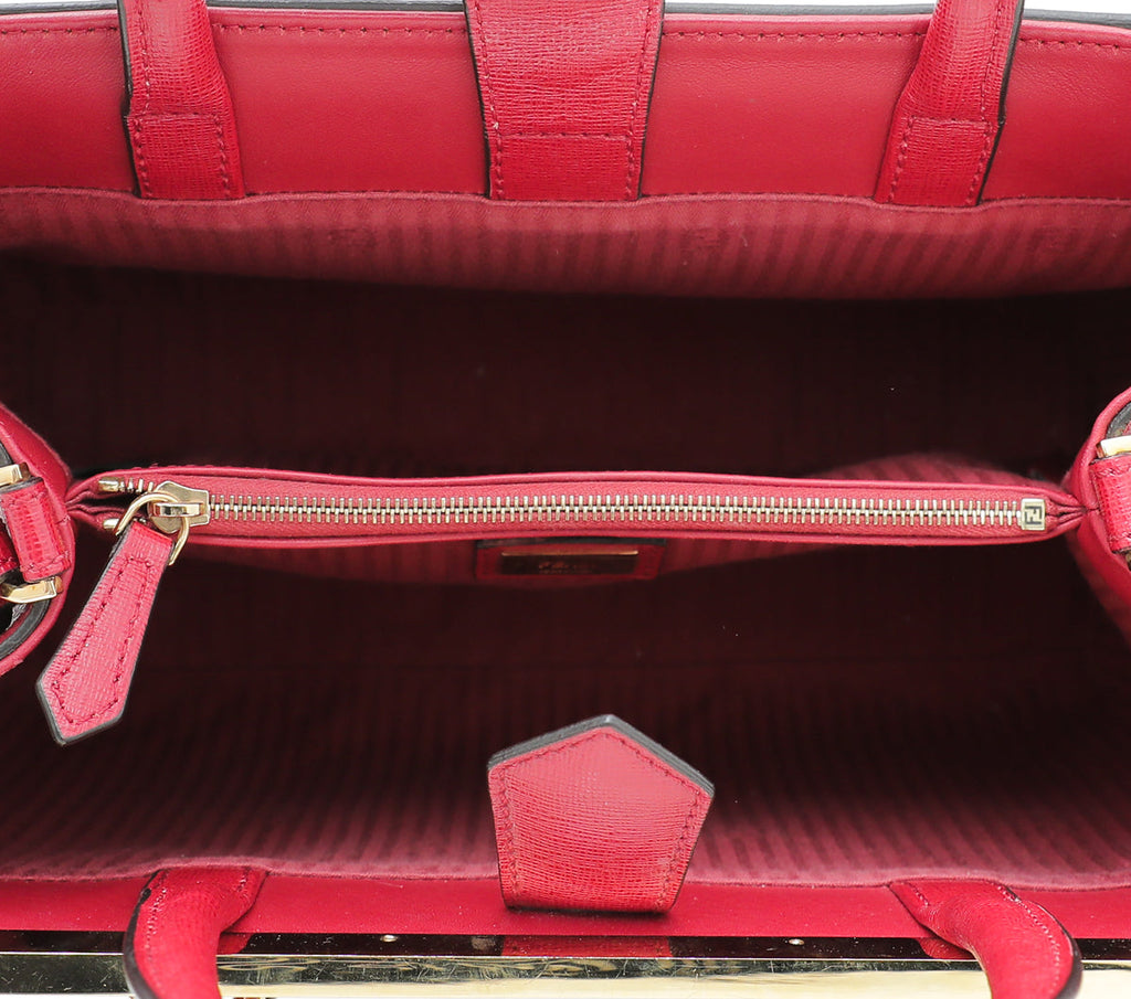Fendi Red 2 Jours Petite Bag w/SH Initial