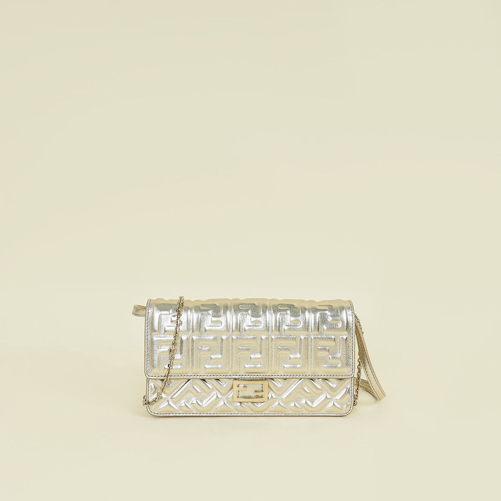Fendi Metallic Gold Baguette Wallet On Chain