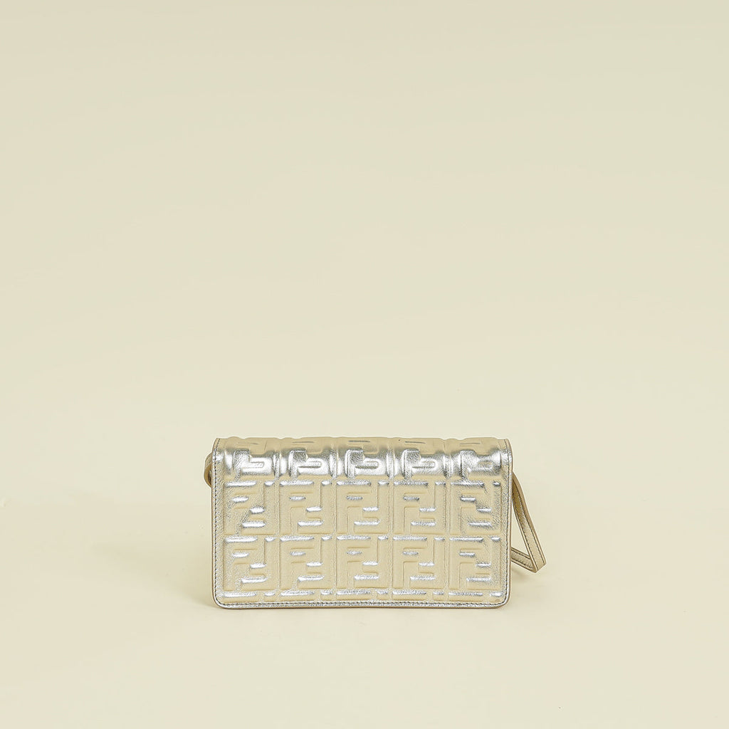 Fendi Metallic Gold Baguette Wallet On Chain