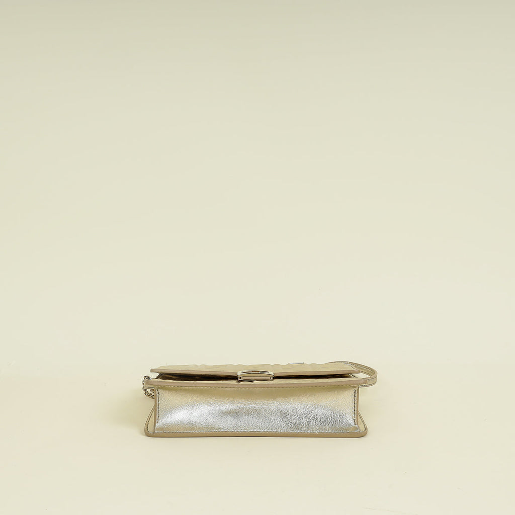 Fendi Metallic Gold Baguette Wallet On Chain