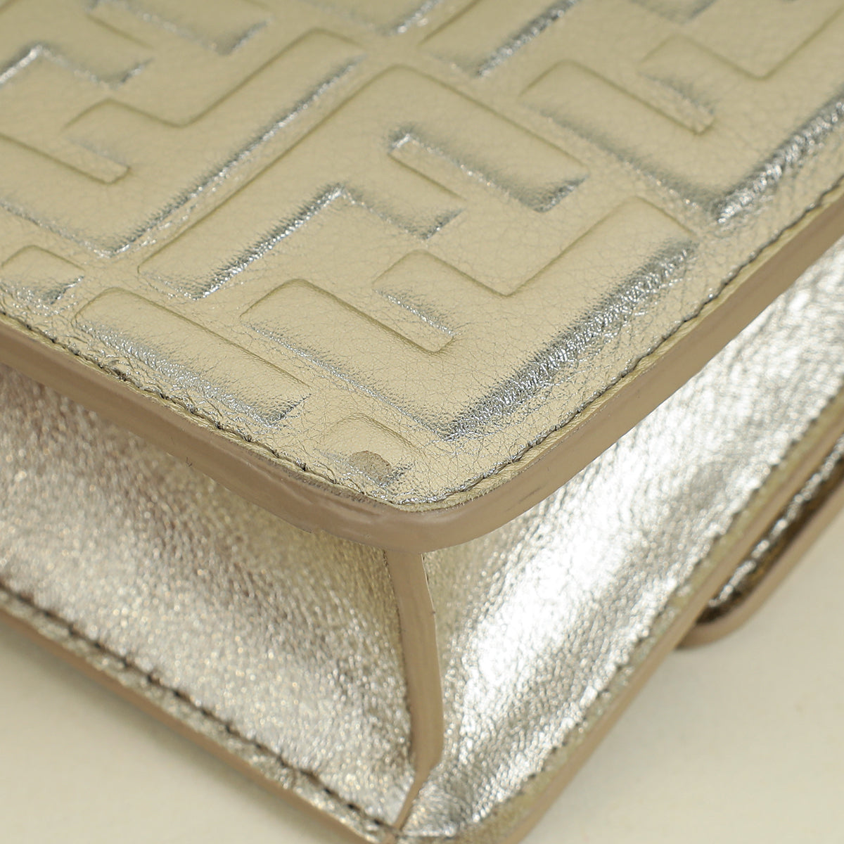 Fendi Metallic Gold Baguette Wallet On Chain