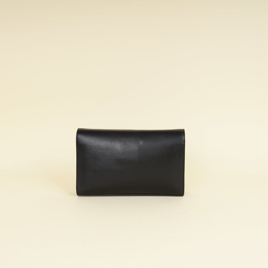 Fendi Black F Logo Wallet On Chain Clutch