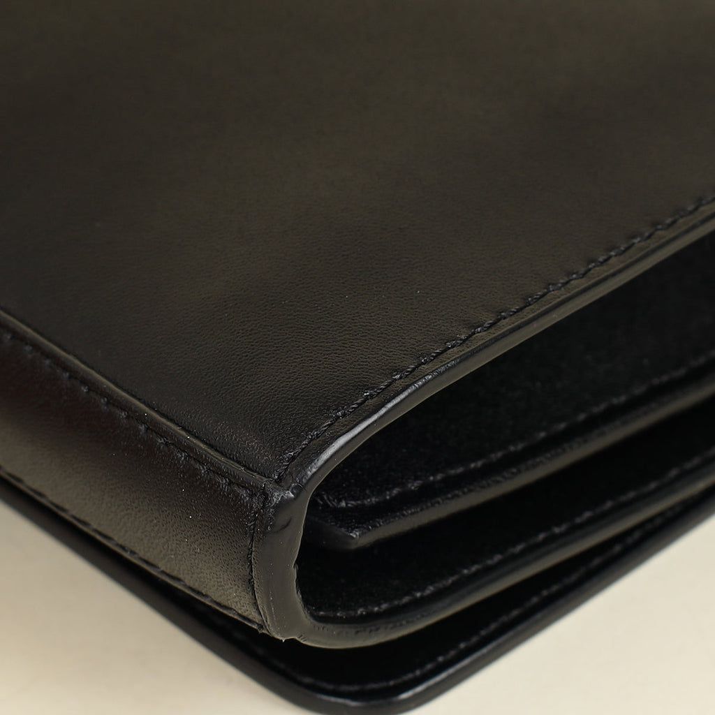 Fendi Black F Logo Wallet On Chain Clutch