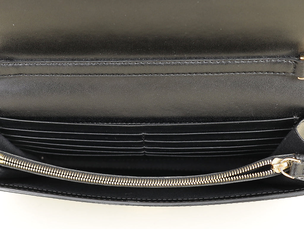Fendi Black F Logo Wallet On Chain Clutch