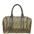 Fendi Tobacco FF Zucca Spalmati Mesh Mixed Media Boston Bag