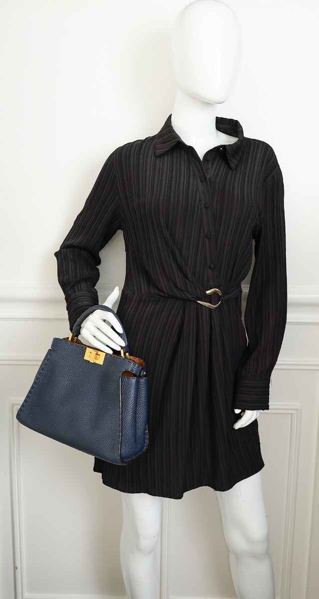 Fendi Navy Blue Peekaboo Selleria Essentially Mini Bag
