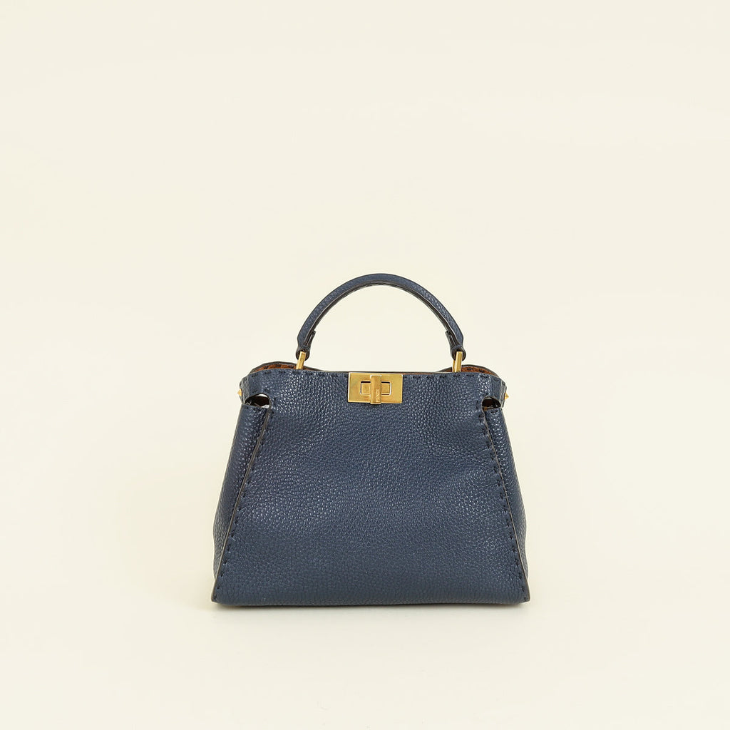 Fendi Navy Blue Peekaboo Selleria Essentially Mini Bag