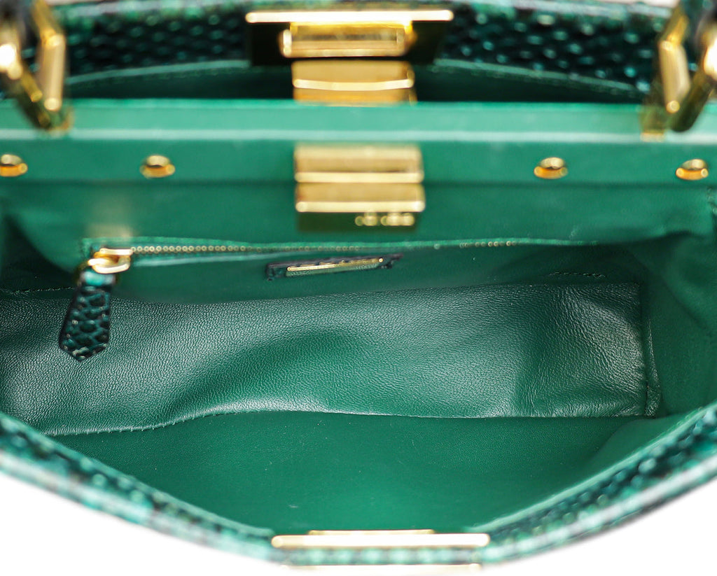 Fendi Green Python Peekaboo Mini Bag