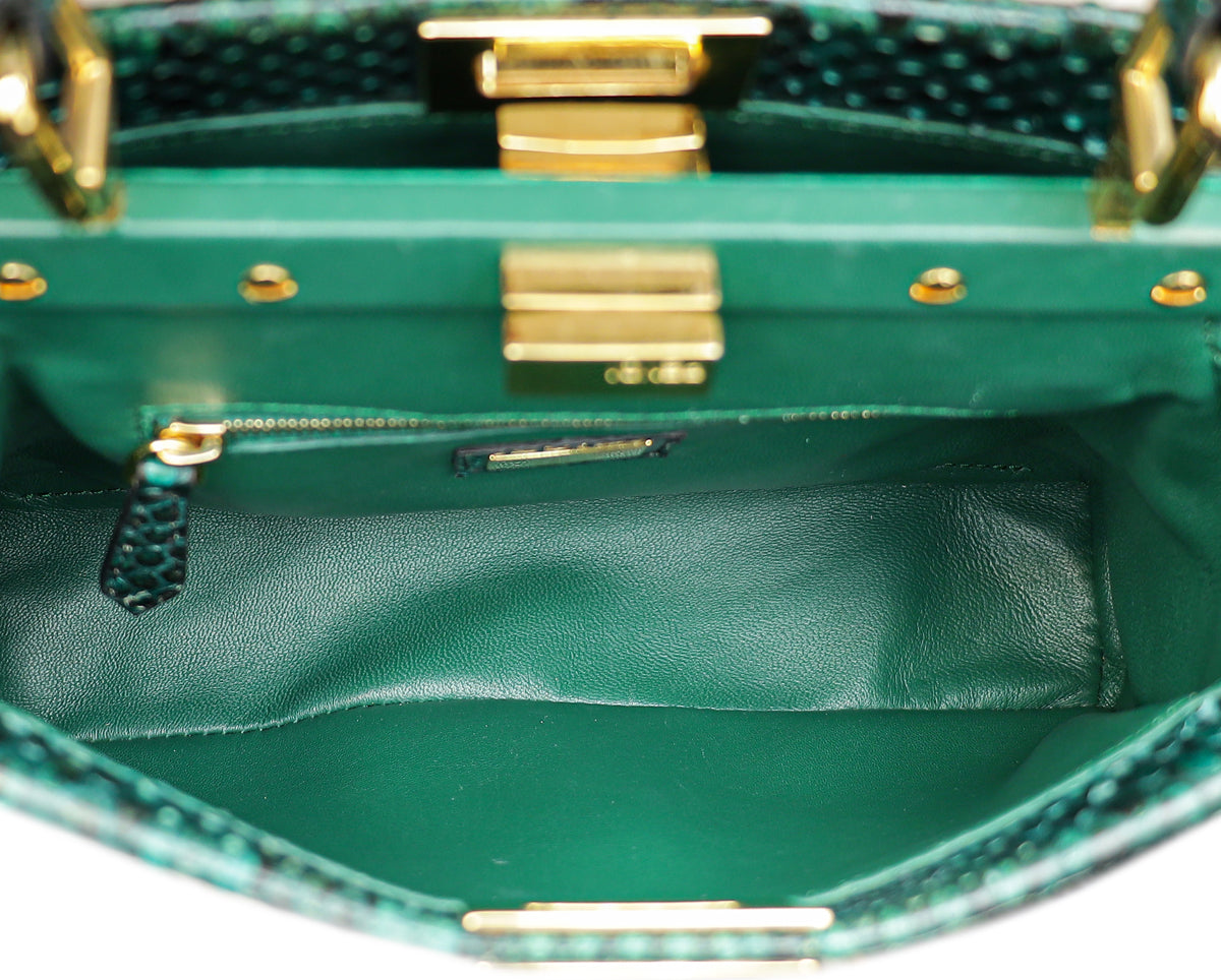 Fendi Green Python Peekaboo Mini Bag