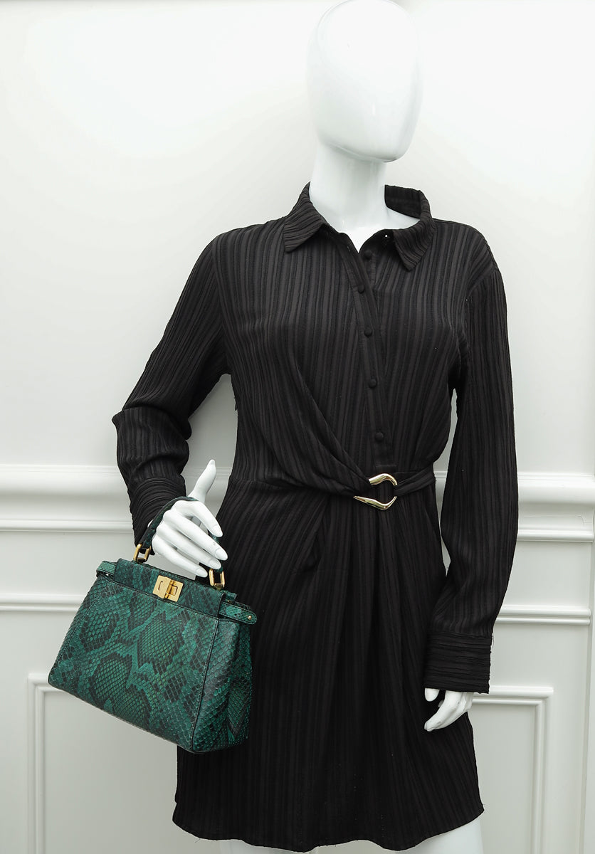 Fendi Green Python Peekaboo Mini Bag