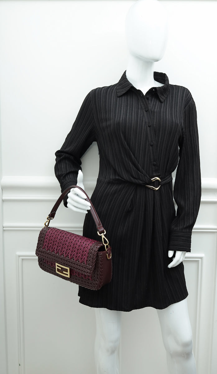 Fendi Bicolor Braided Baguette Bag