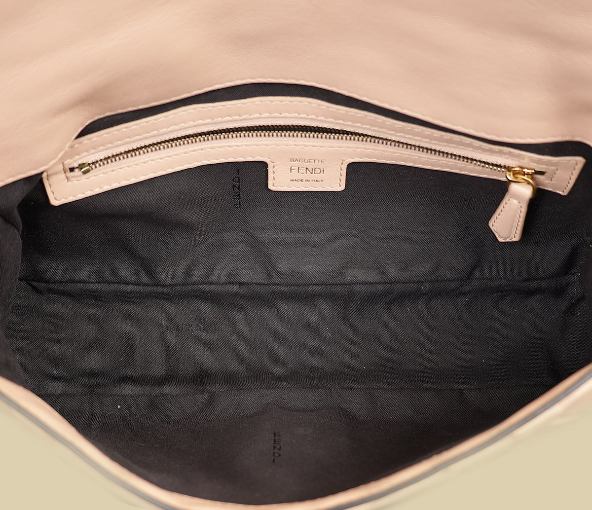 Fendi Peach FF Embossed Baguette Medium Bag