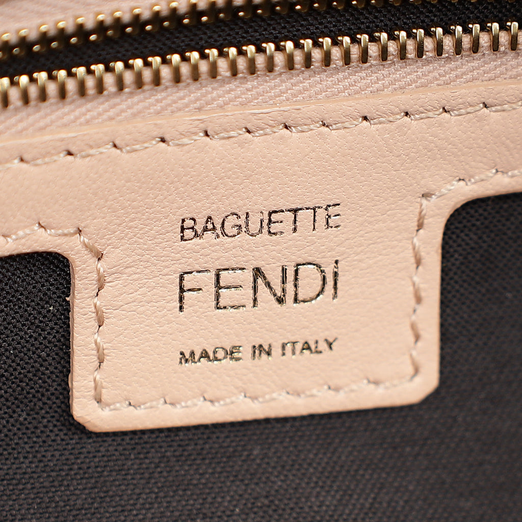 Fendi Peach FF Embossed Baguette Medium Bag