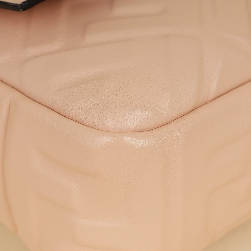 Fendi Peach FF Embossed Baguette Medium Bag