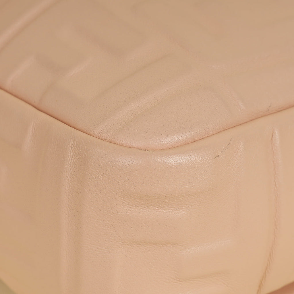 Fendi Peach FF Embossed Baguette Medium Bag