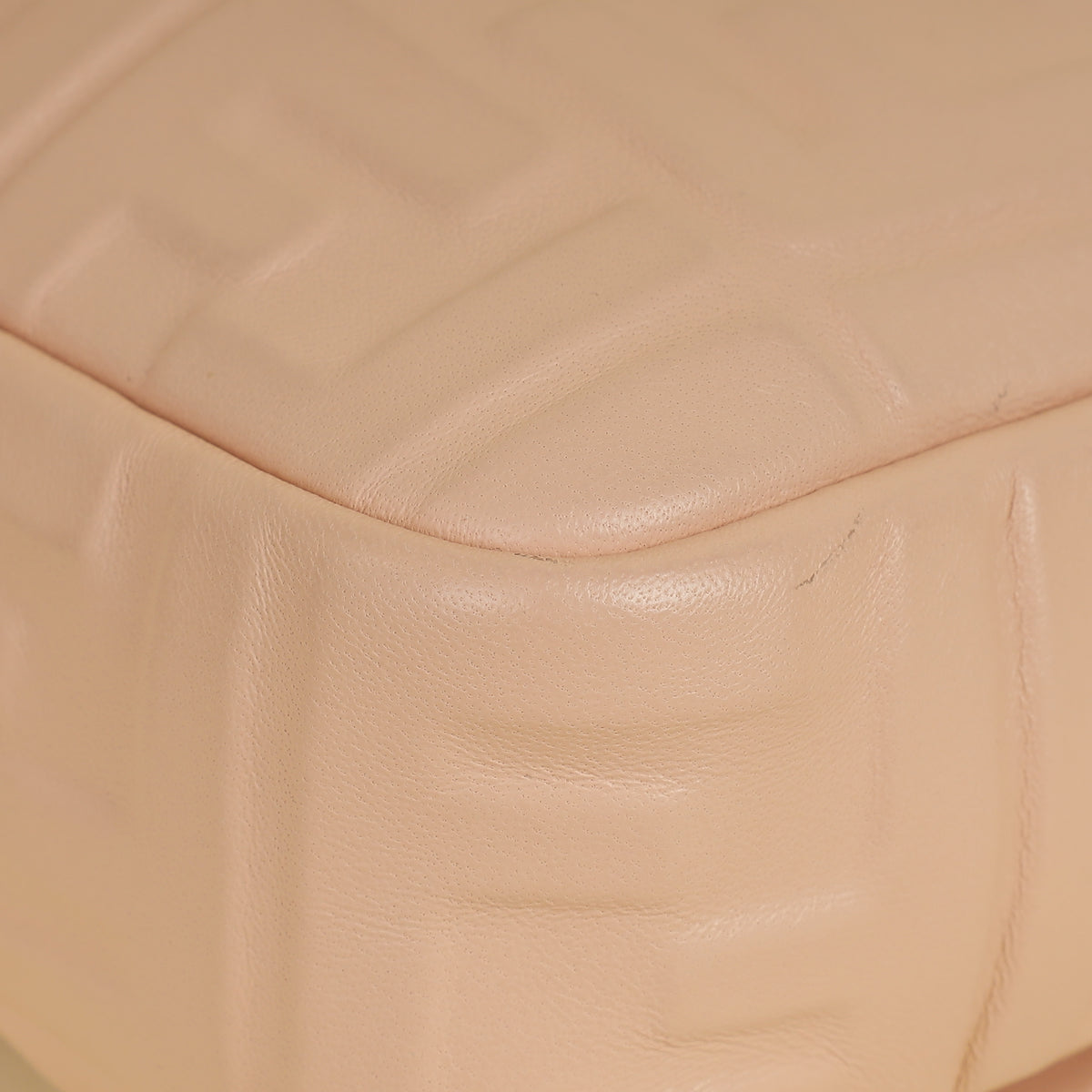 Fendi Peach FF Embossed Baguette Medium Bag