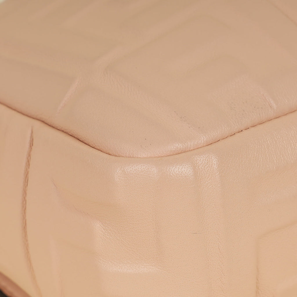 Fendi Peach FF Embossed Baguette Medium Bag