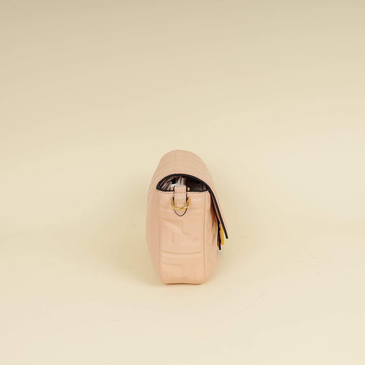 Fendi Peach FF Embossed Baguette Medium Bag