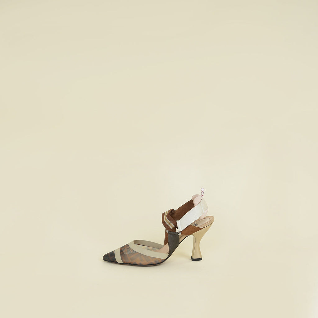 Fendi Multicolor Colibri Mesh Slingback Pump 38