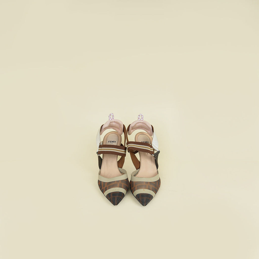 Fendi Multicolor Colibri Mesh Slingback Pump 38