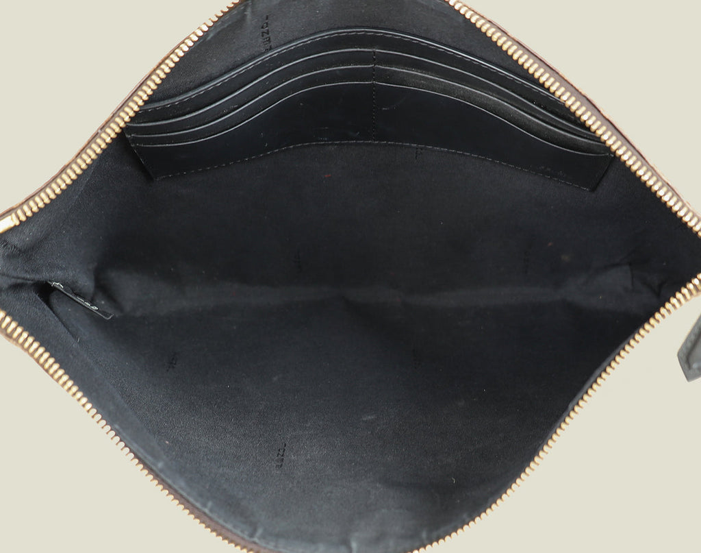Fendi Brown FF Logo Large Flat Wristlet Pouch