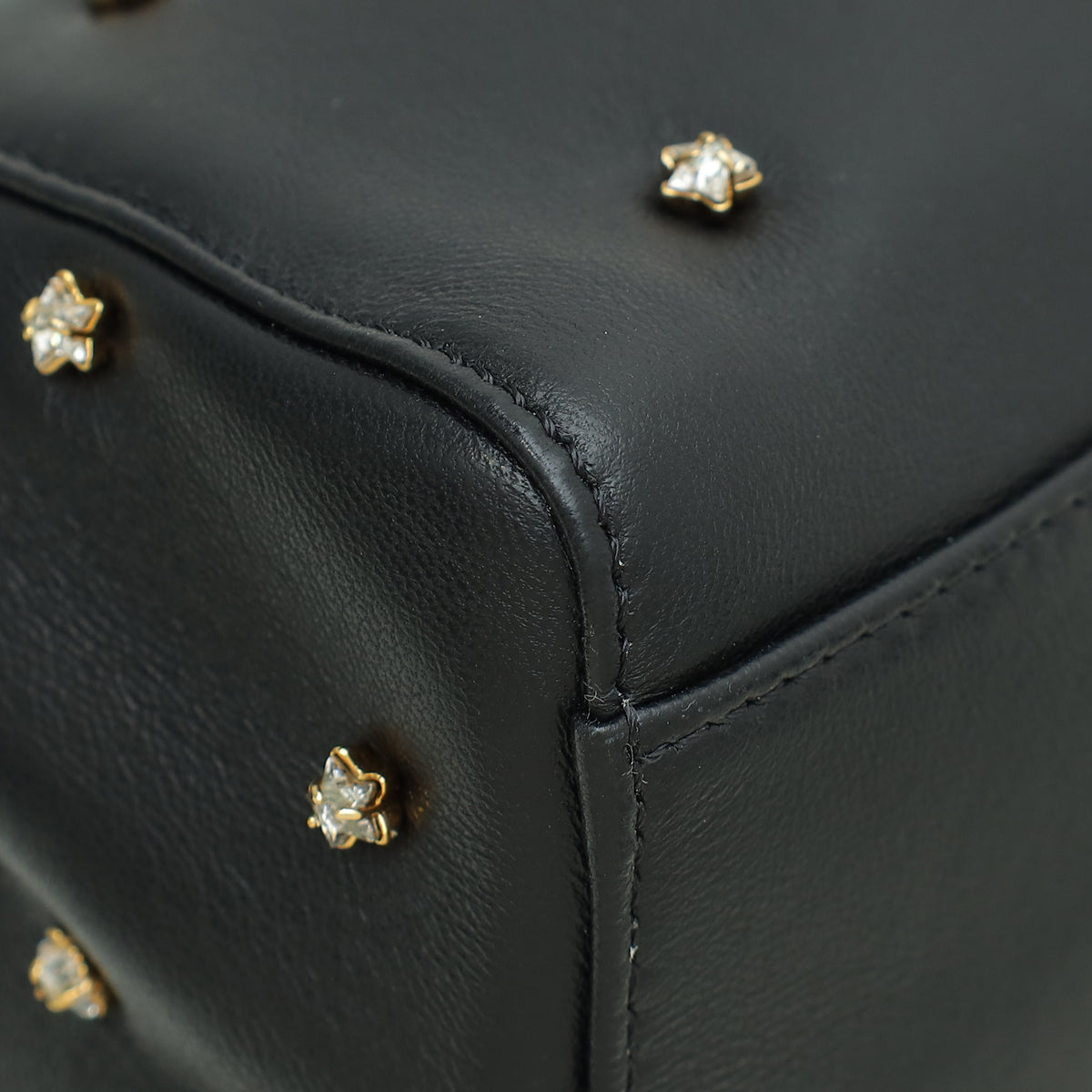 Fendi Black Peekaboo Iconic Crystal Studded XS Bag
