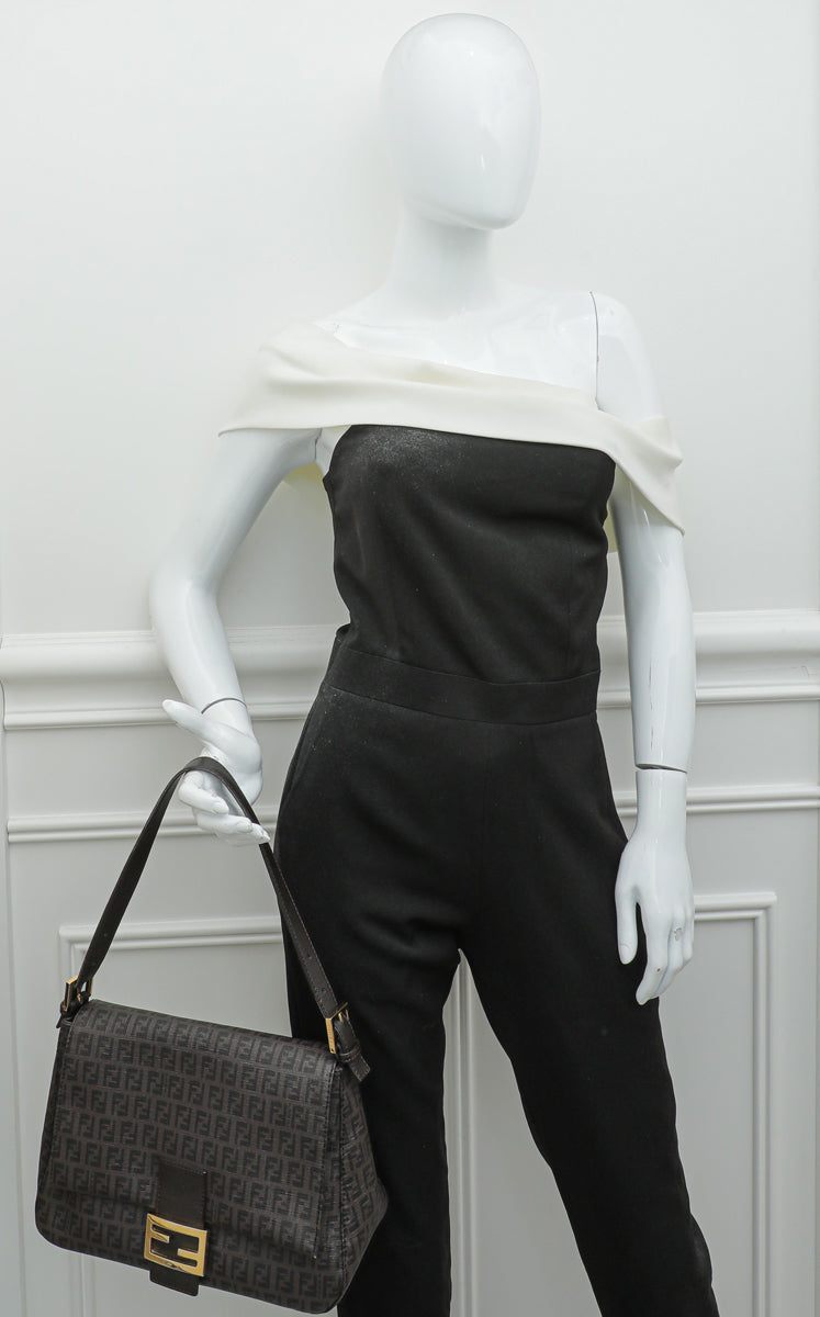 Fendi Brown Zucchino Spalmati Mama Baguette Bag