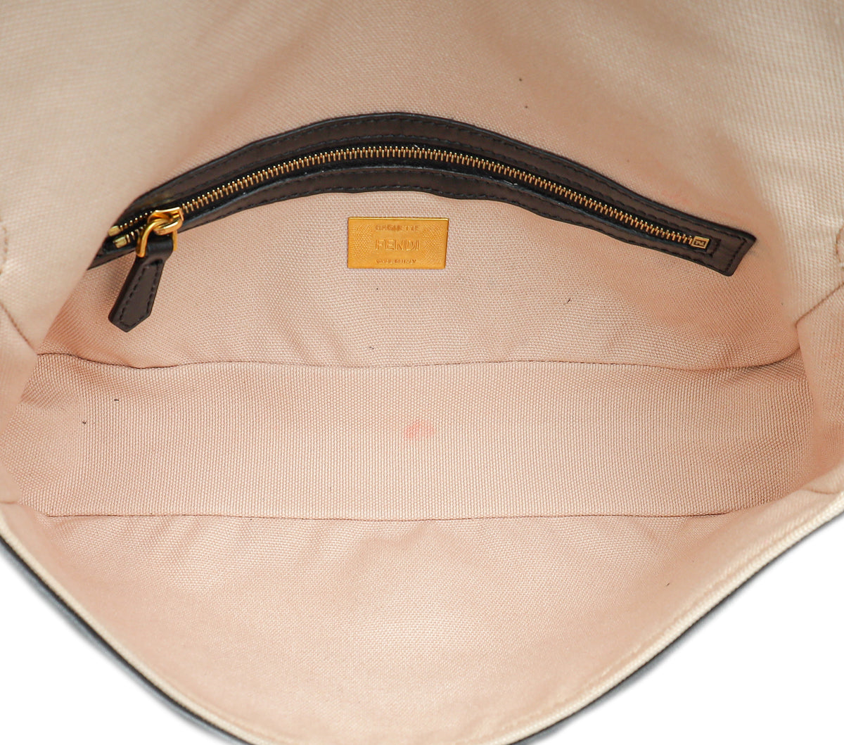 Fendi Peach FF Embroidery Baguette Medium Bag