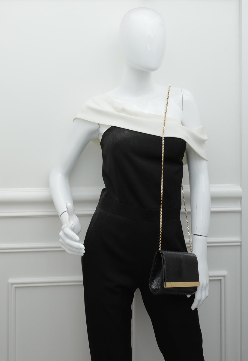 Fendi Black Elaphe Mini Rush Clutch Bag