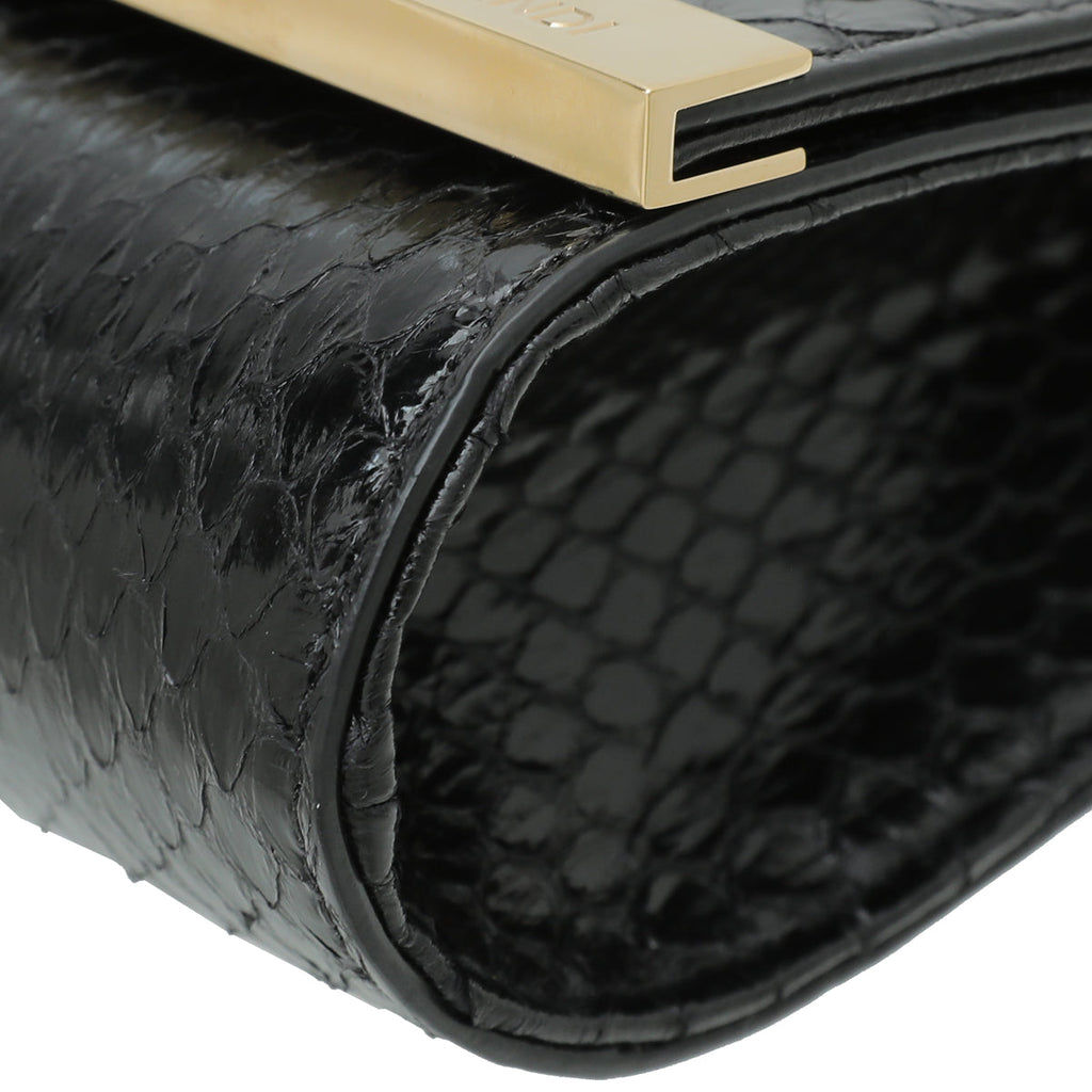Fendi Black Elaphe Mini Rush Clutch Bag