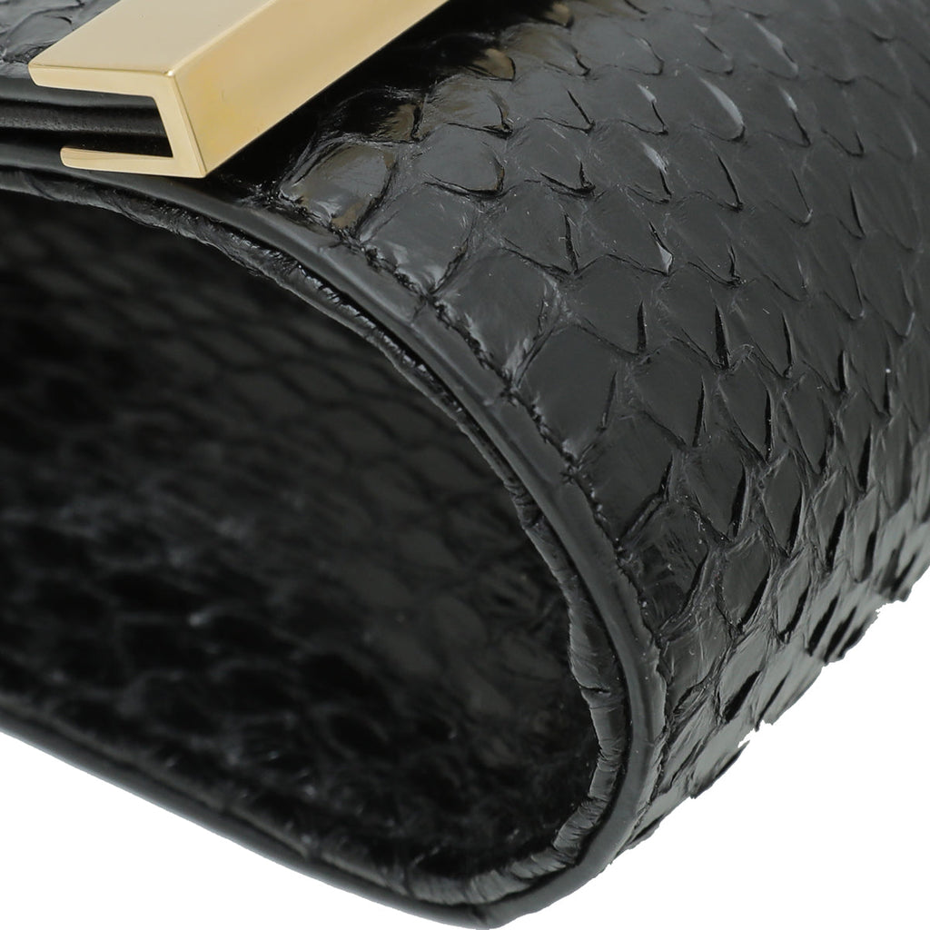 Fendi Black Elaphe Mini Rush Clutch Bag