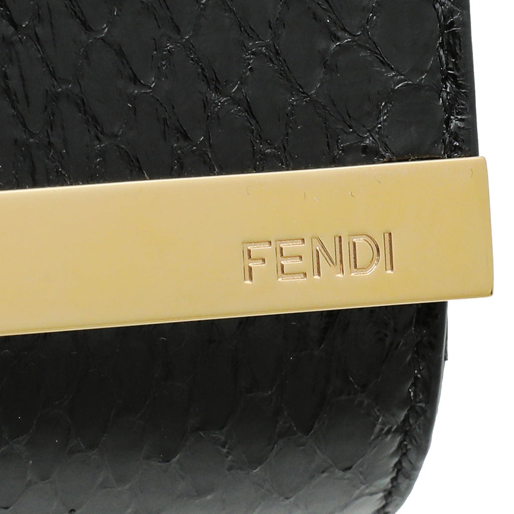 Fendi Black Elaphe Mini Rush Clutch Bag