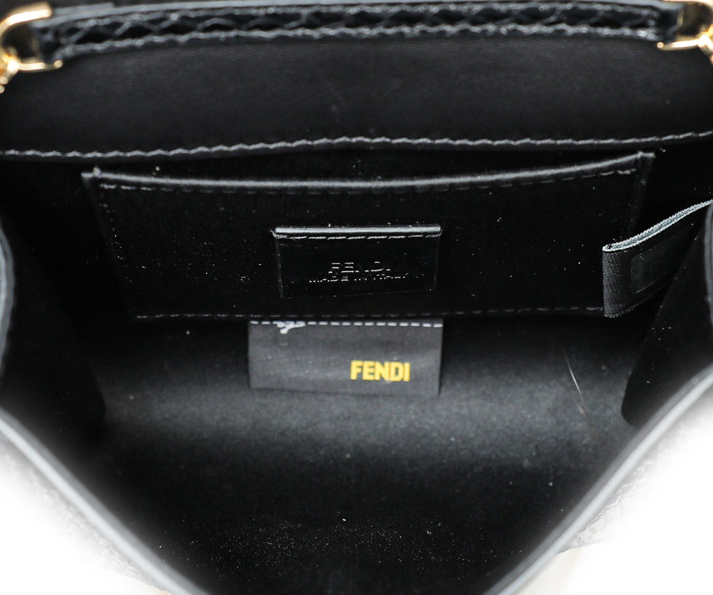 Fendi Black Elaphe Mini Rush Clutch Bag