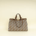Fendi Brown Houndstooth FF Embroidered Peekaboo X-Tote Medium Bag