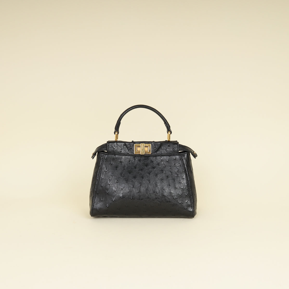 Fendi Black Ostrich Peekaboo Mini Bag