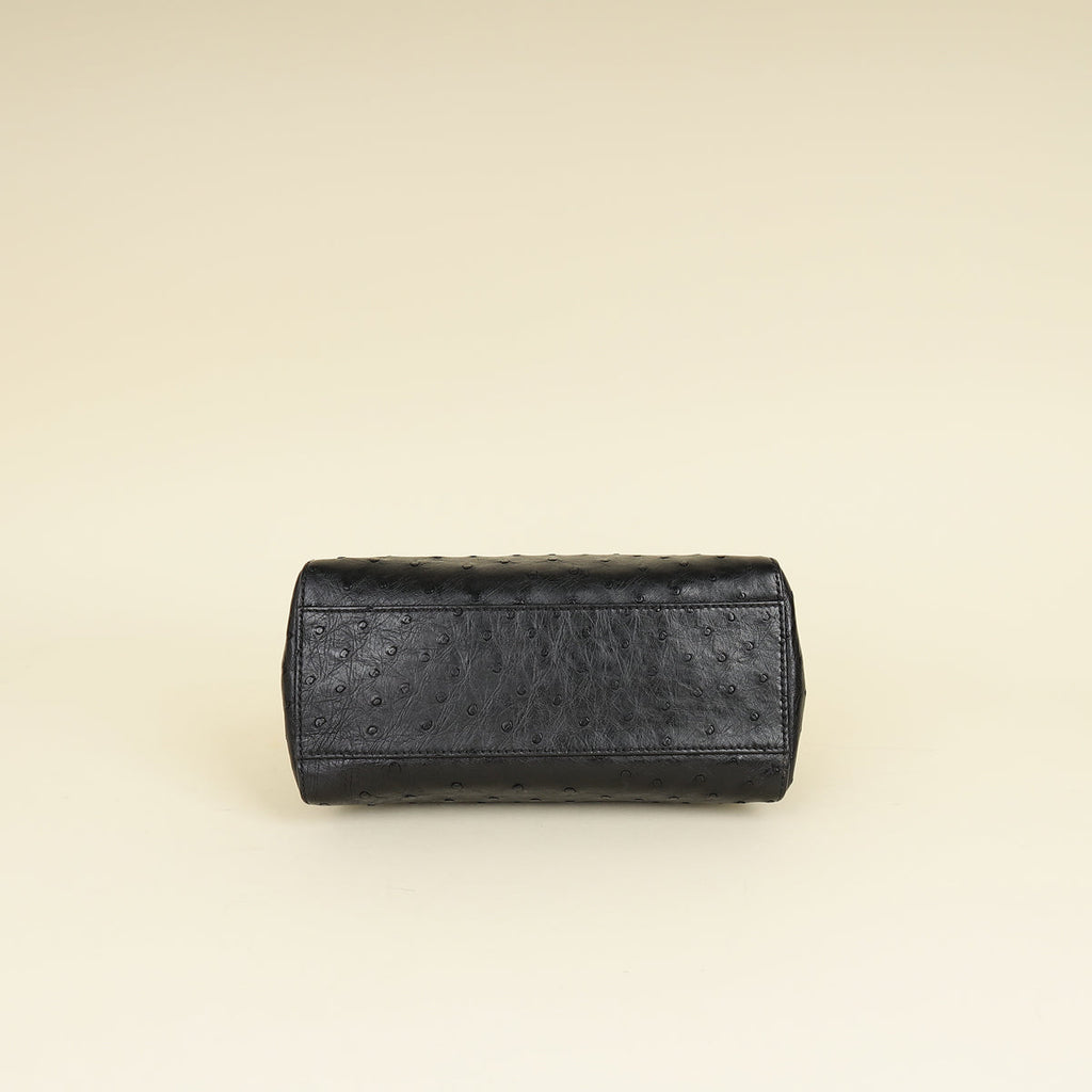 Fendi Black Ostrich Peekaboo Mini Bag