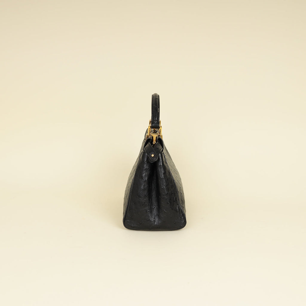 Fendi Black Ostrich Peekaboo Mini Bag