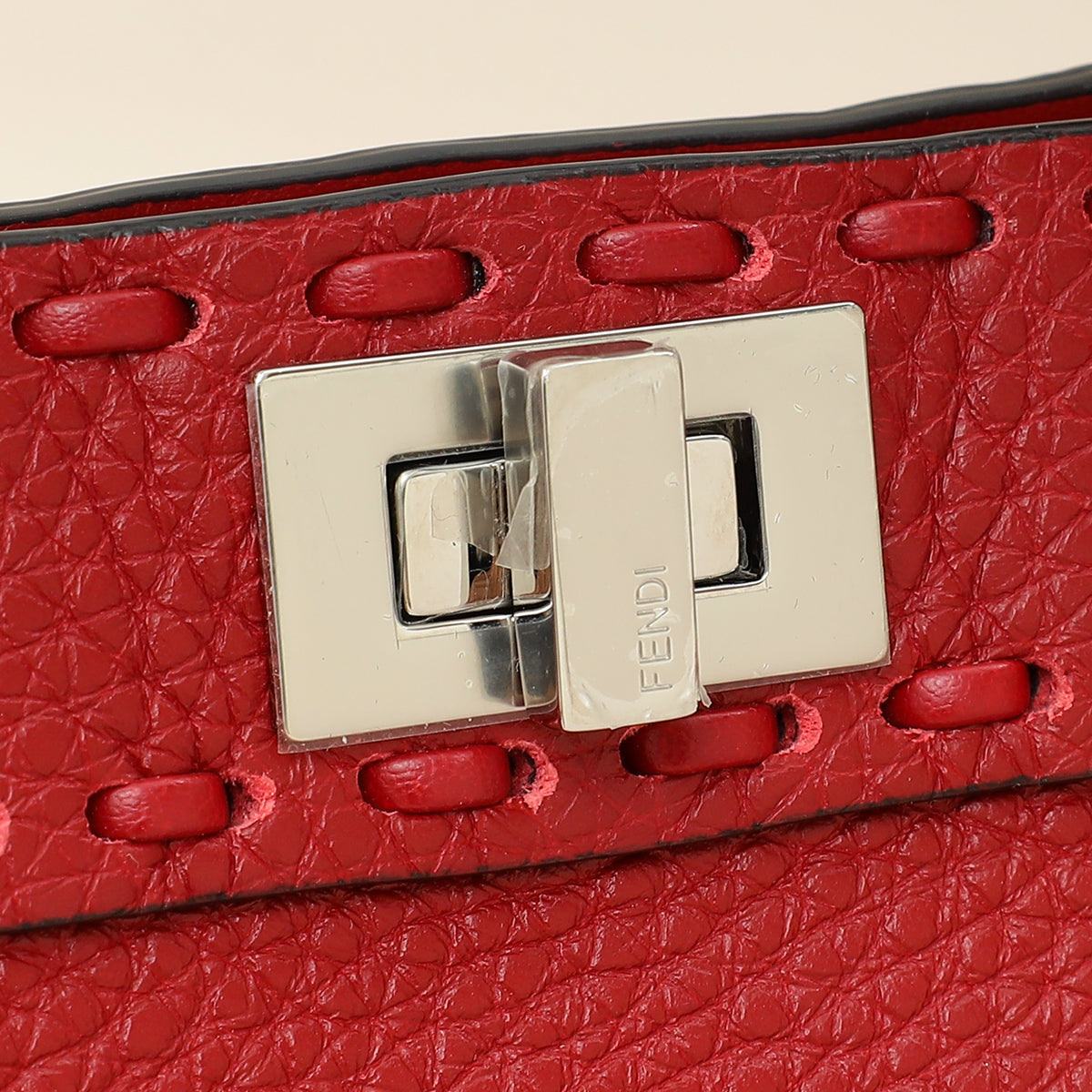 Fendi Red Selleria Peekaboo ISeeU Petite Bag