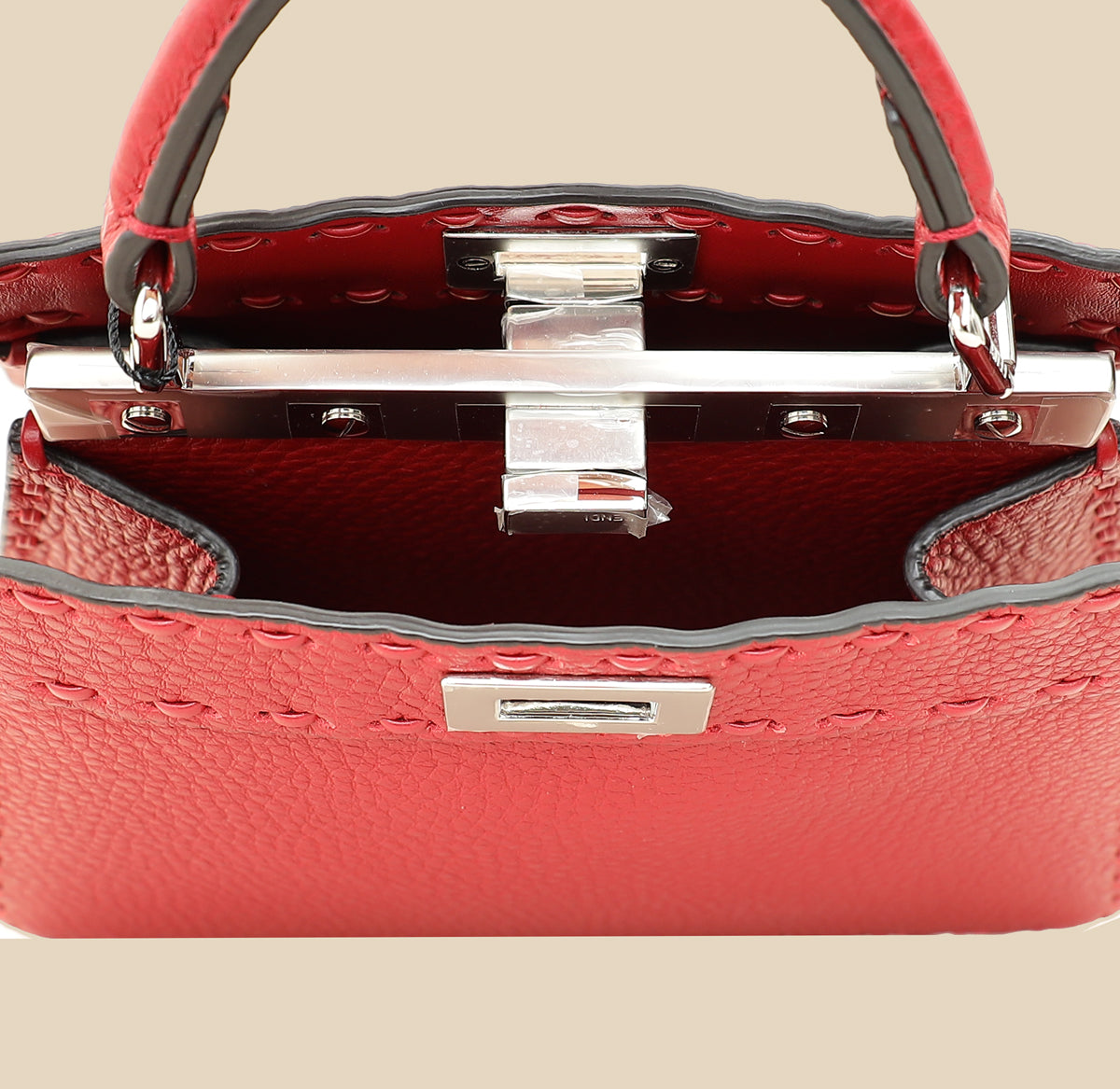Fendi Red Selleria Peekaboo ISeeU Petite Bag