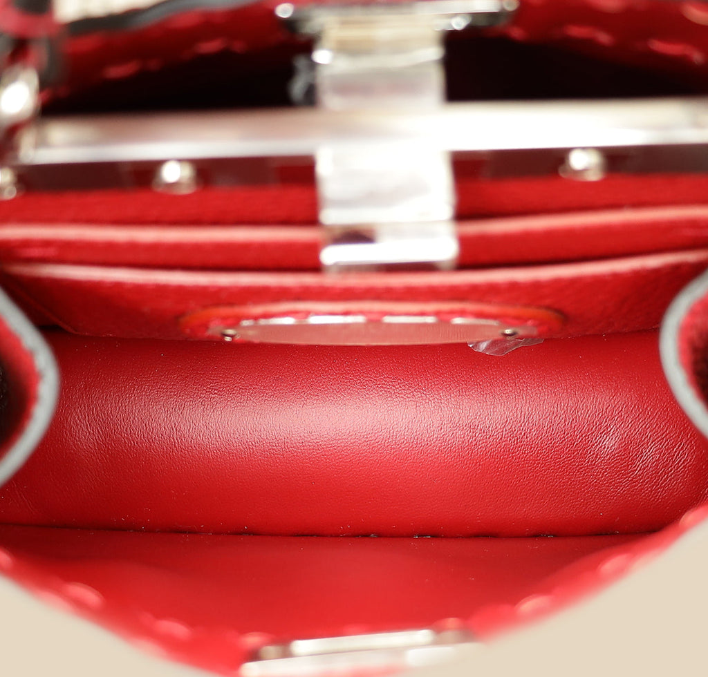Fendi Red Selleria Peekaboo ISeeU Petite Bag