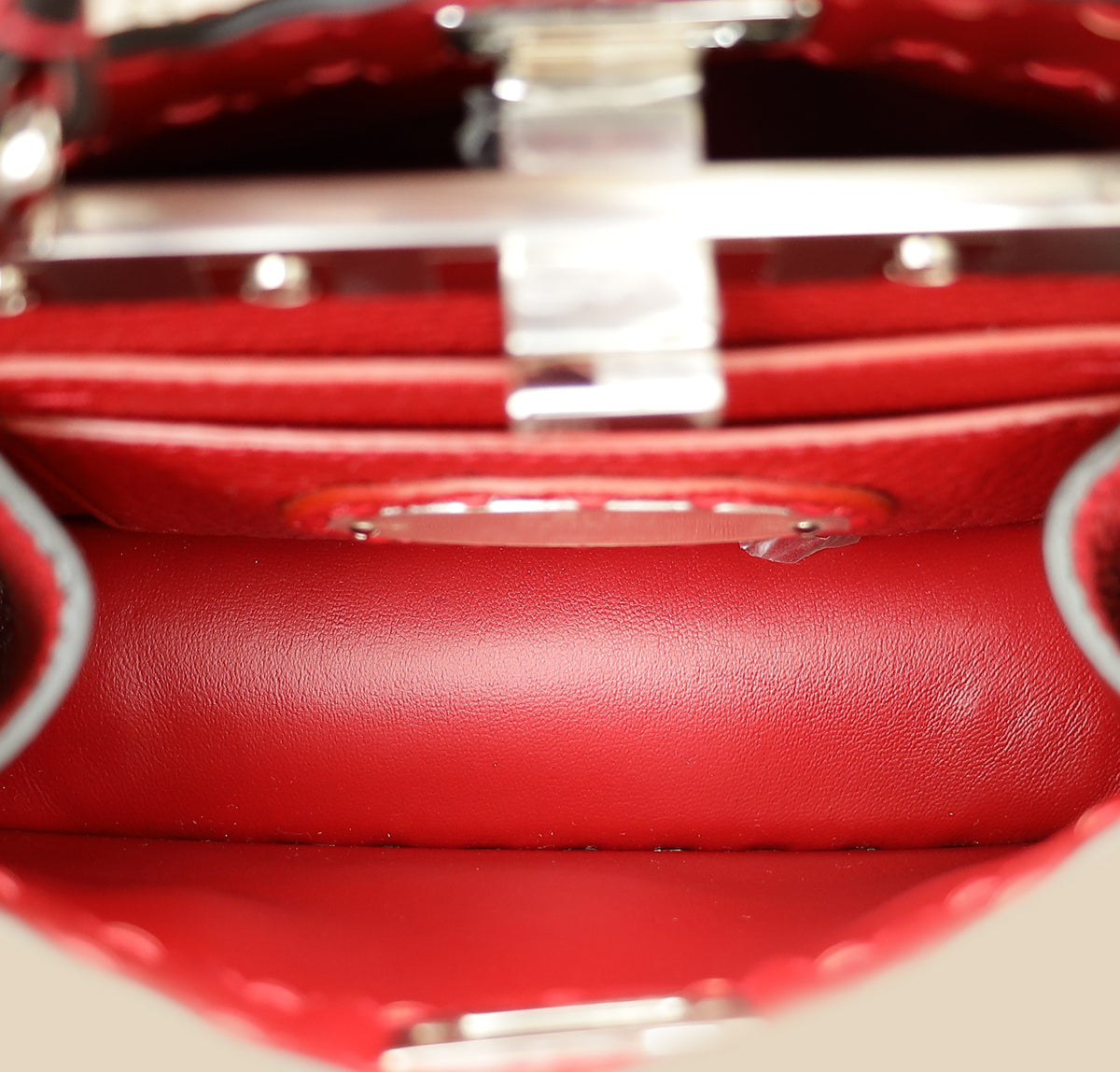 Fendi Red Selleria Peekaboo ISeeU Petite Bag