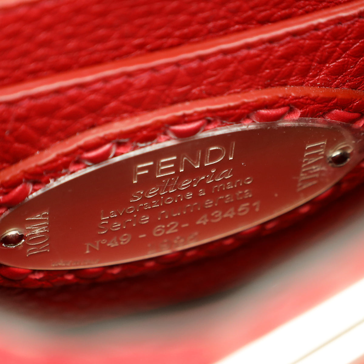 Fendi Red Selleria Peekaboo ISeeU Petite Bag