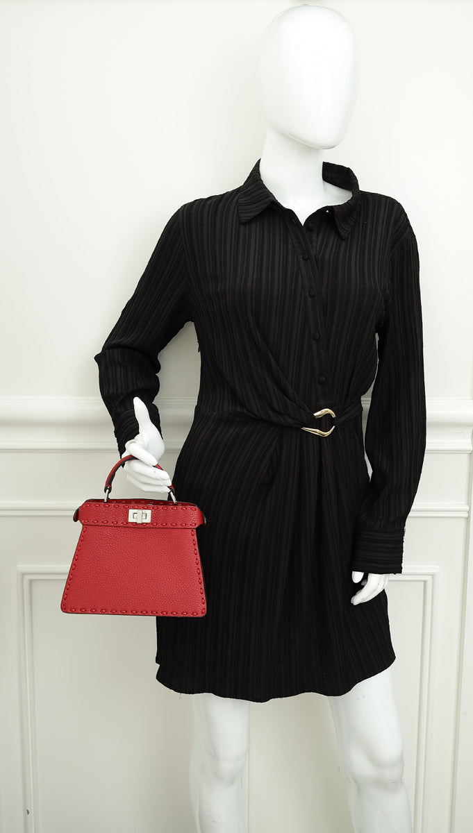 Fendi Red Selleria Peekaboo ISeeU Petite Bag