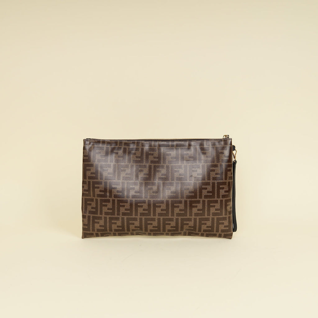 Fendi Brown FF Large Flat Wristlet Pouch