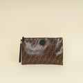 Fendi Brown FF Large Flat Wristlet Pouch