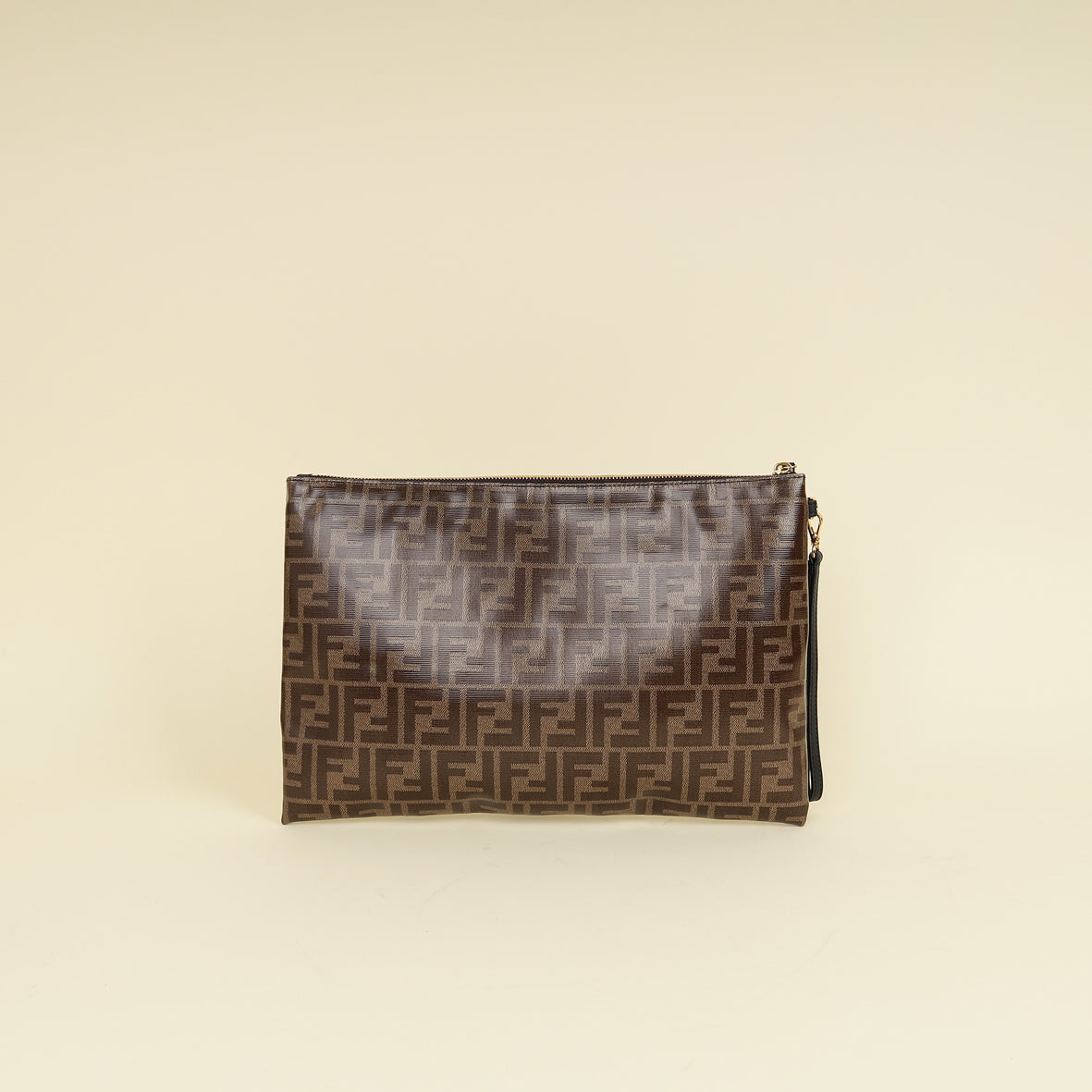 Fendi Brown FF Large Flat Wristlet Pouch