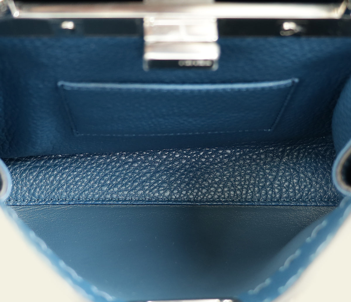 Fendi Navy Blue Selleria Mini Peekaboo Bag