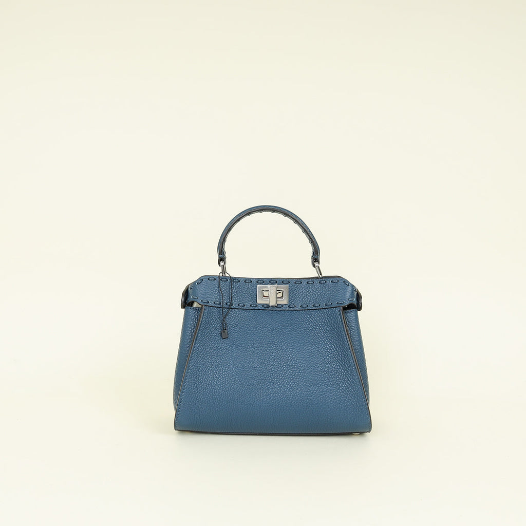 Fendi Navy Blue Selleria Mini Peekaboo Bag