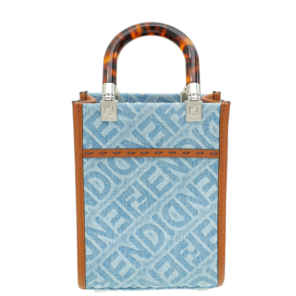 Fendi Bicolor Denim Mini Sunshine Shopper Bag